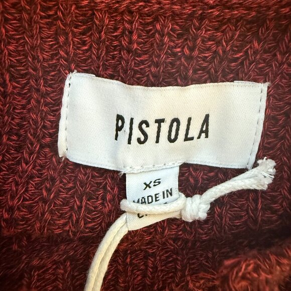 NWT Pistola Eva Distressed Crew Neck Knit Pullover Sweater Women's XS Red Black - Picture 13 of 15